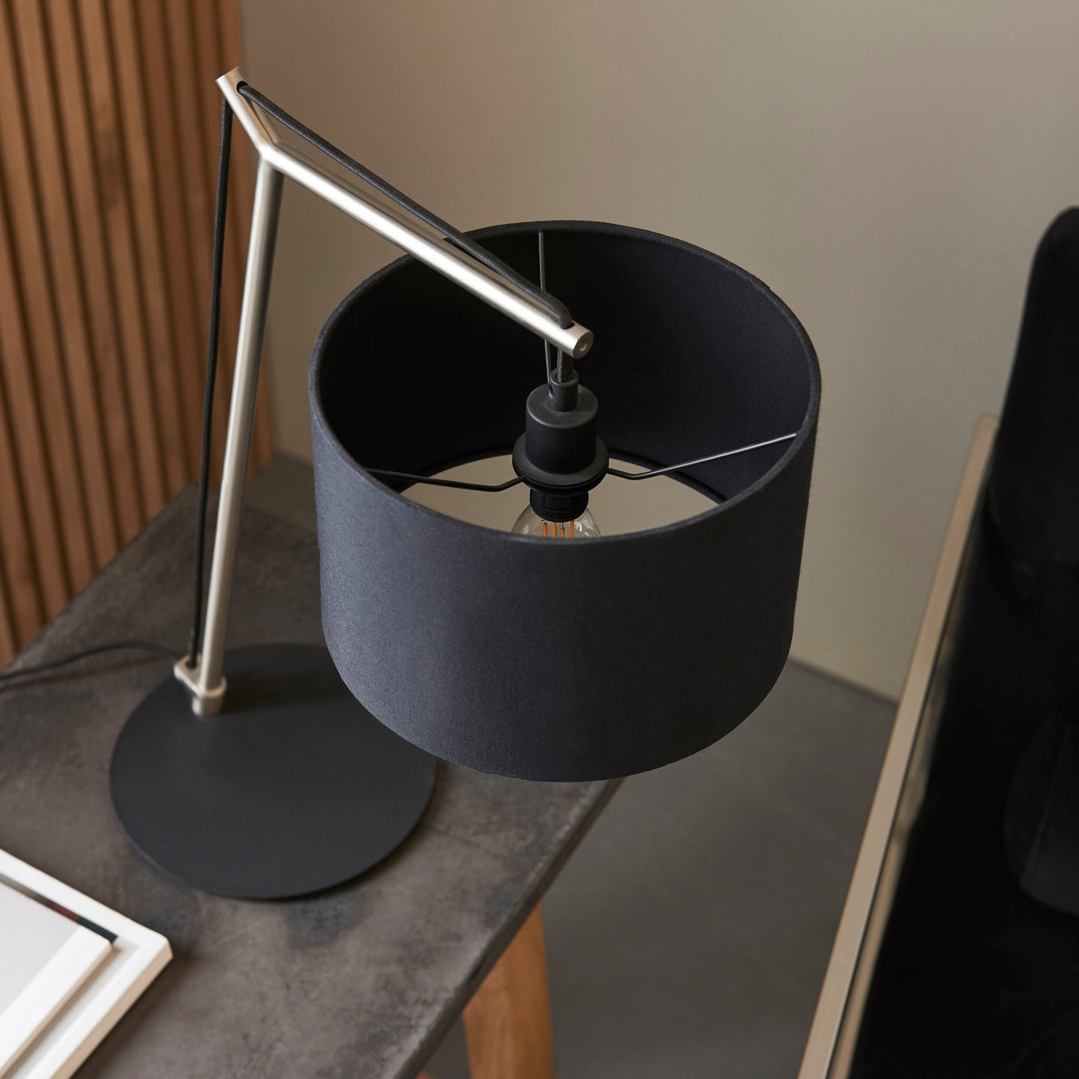 Amos Automic Table Lamp Matt Nickel & Black – from Amos Lighting + Home