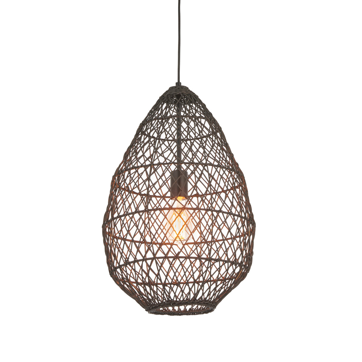 Amos Aviary Droplet Pendant Black Rattan – from Amos Lighting + Home