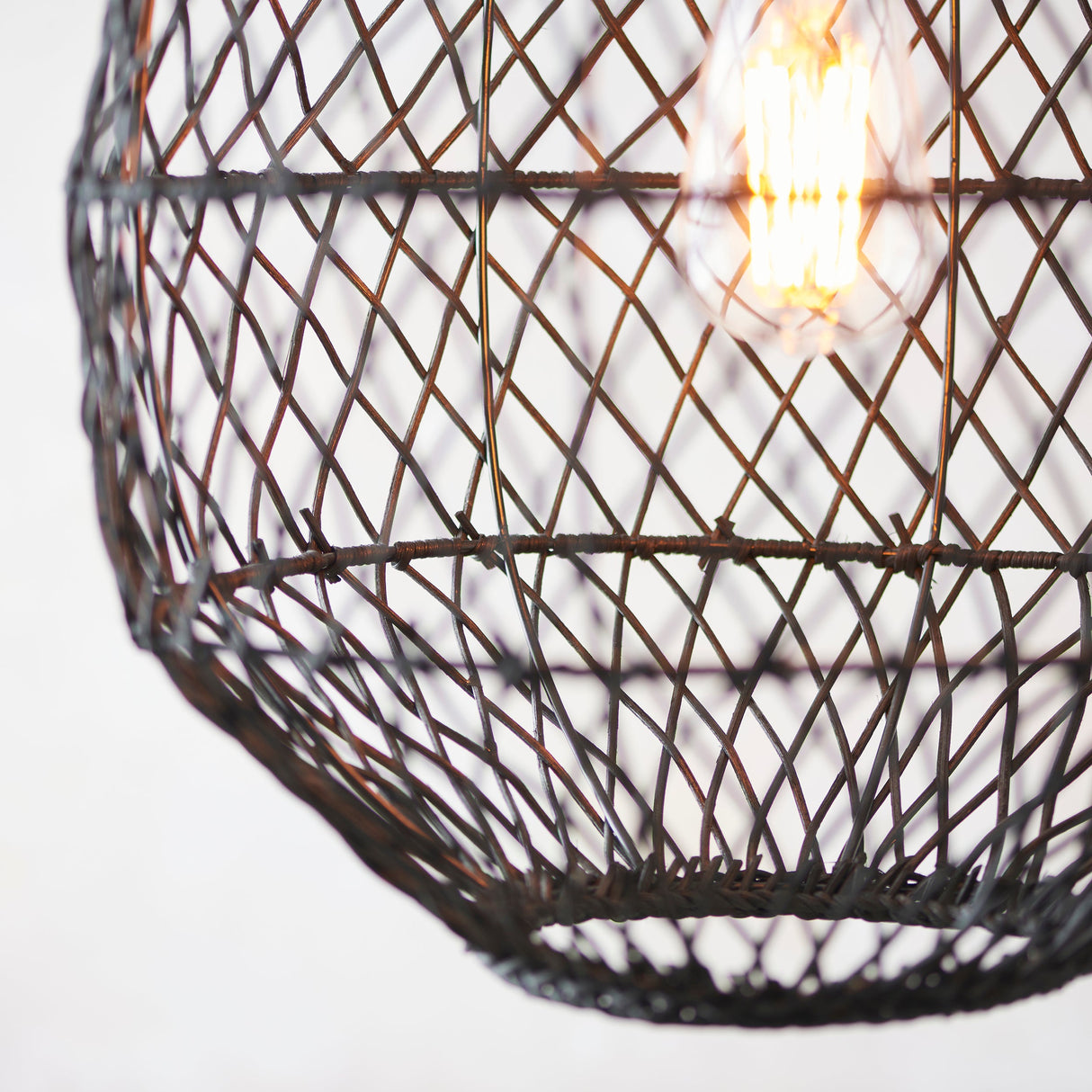 Amos Aviary Droplet Pendant Black Rattan – from Amos Lighting + Home