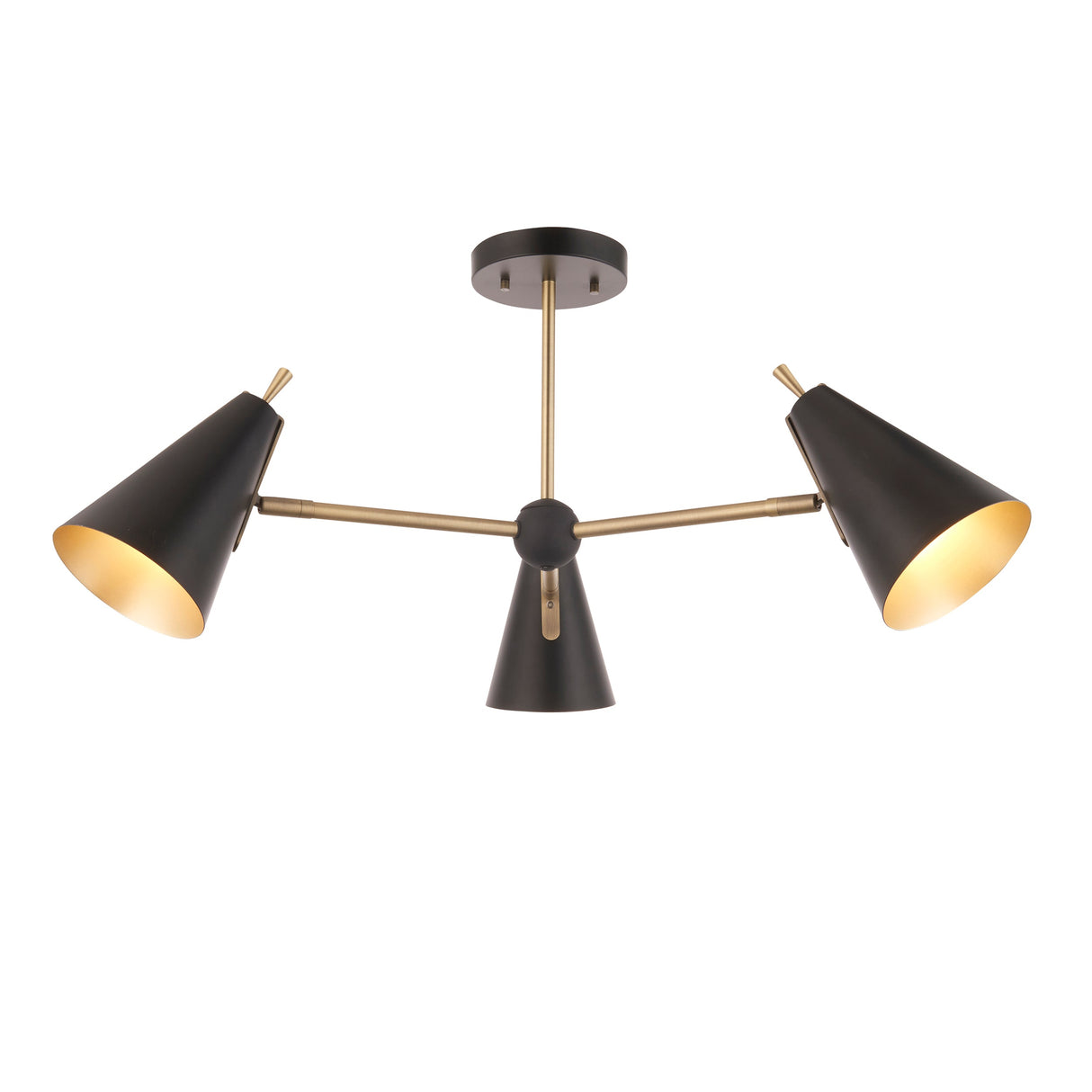Amos Bachelor 3 Light Pendant Antique Brass & Black – from Amos Lighting + Home