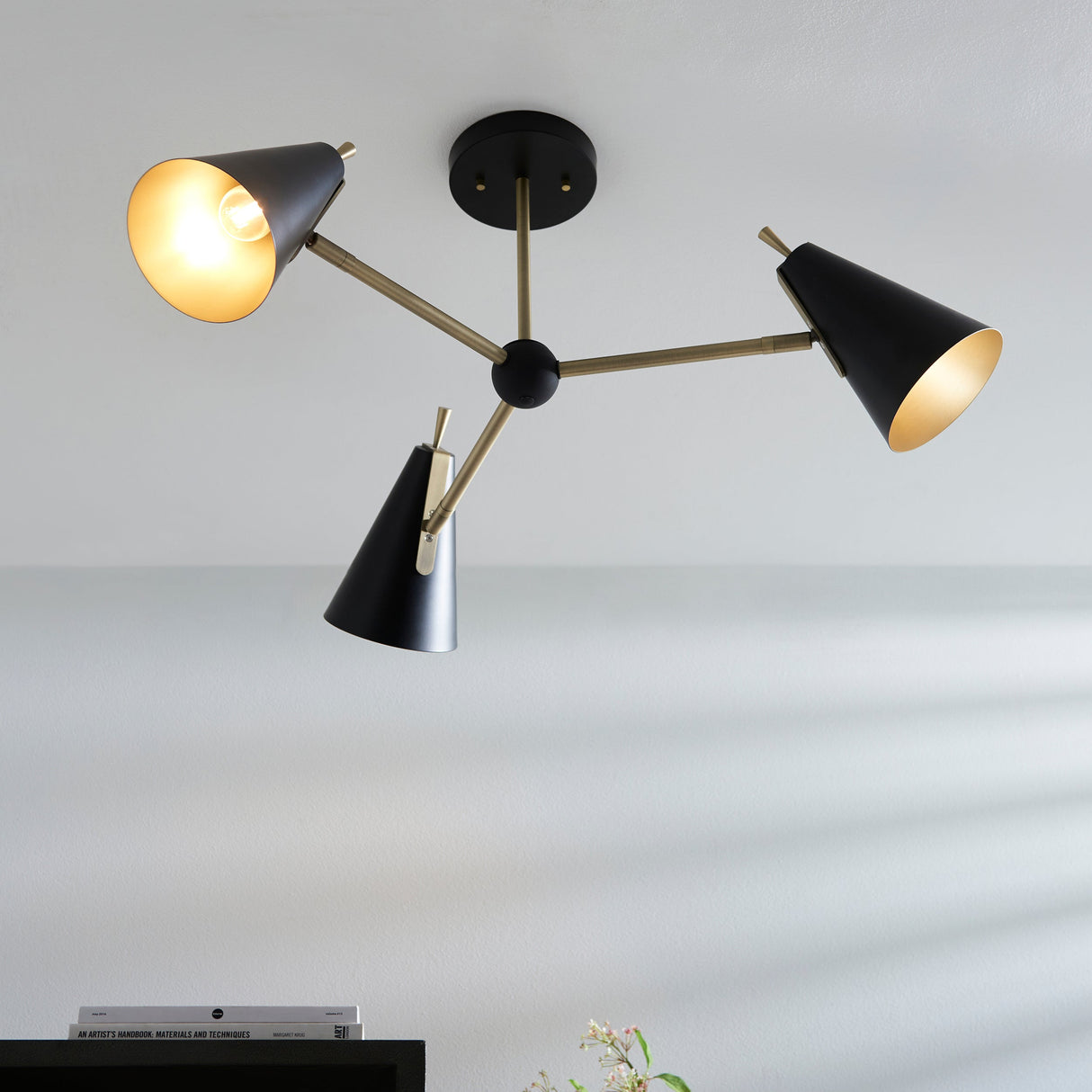 Amos Bachelor 3 Light Pendant Antique Brass & Black – from Amos Lighting + Home