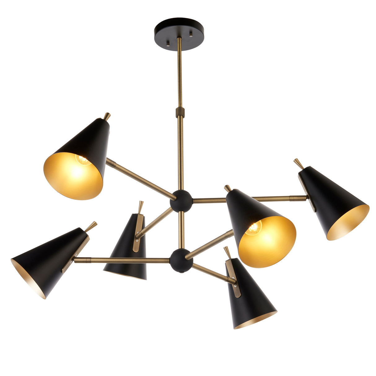 Amos Bachelor 6 Light Pendant Antique Brass & Black – from Amos Lighting + Home