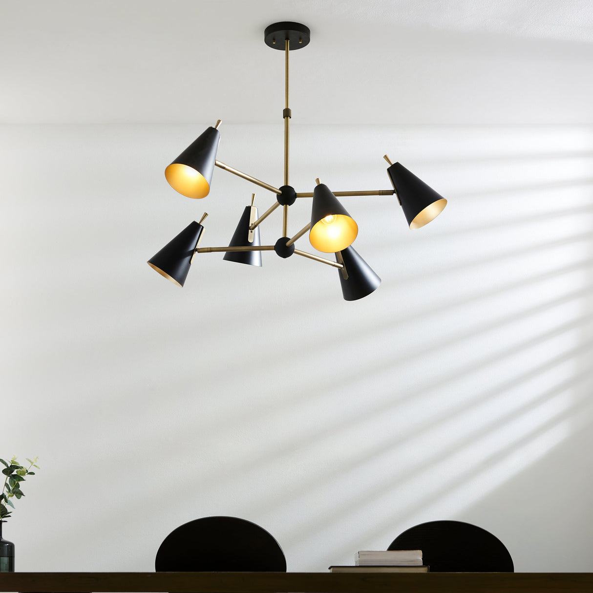 Amos Bachelor 6 Light Pendant Antique Brass & Black – from Amos Lighting + Home