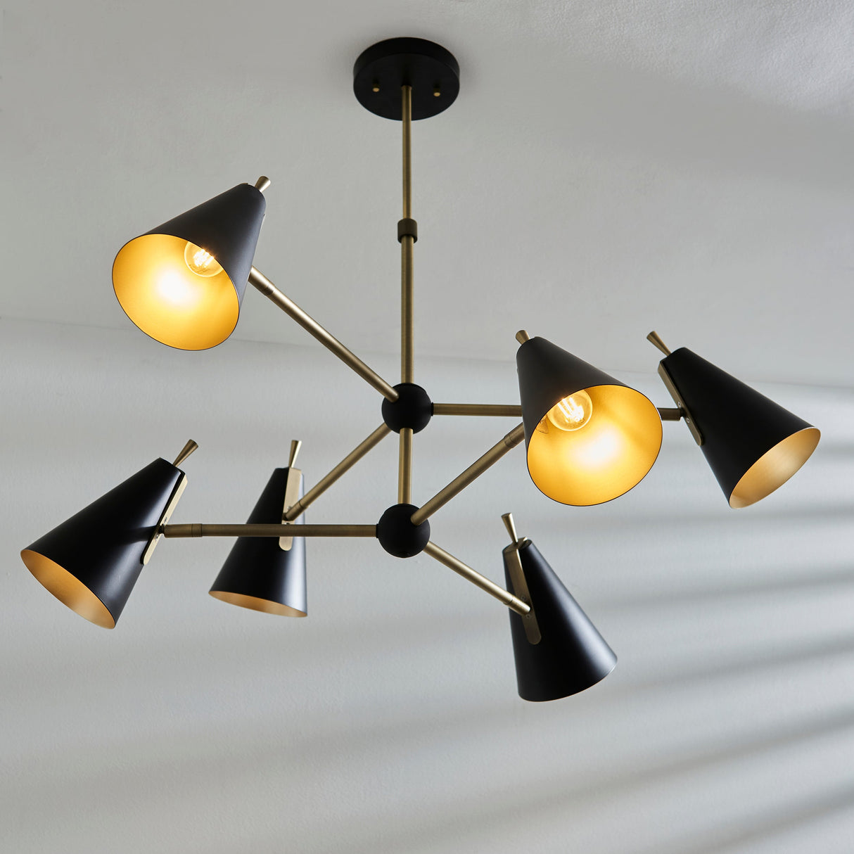 Amos Bachelor 6 Light Pendant Antique Brass & Black – from Amos Lighting + Home