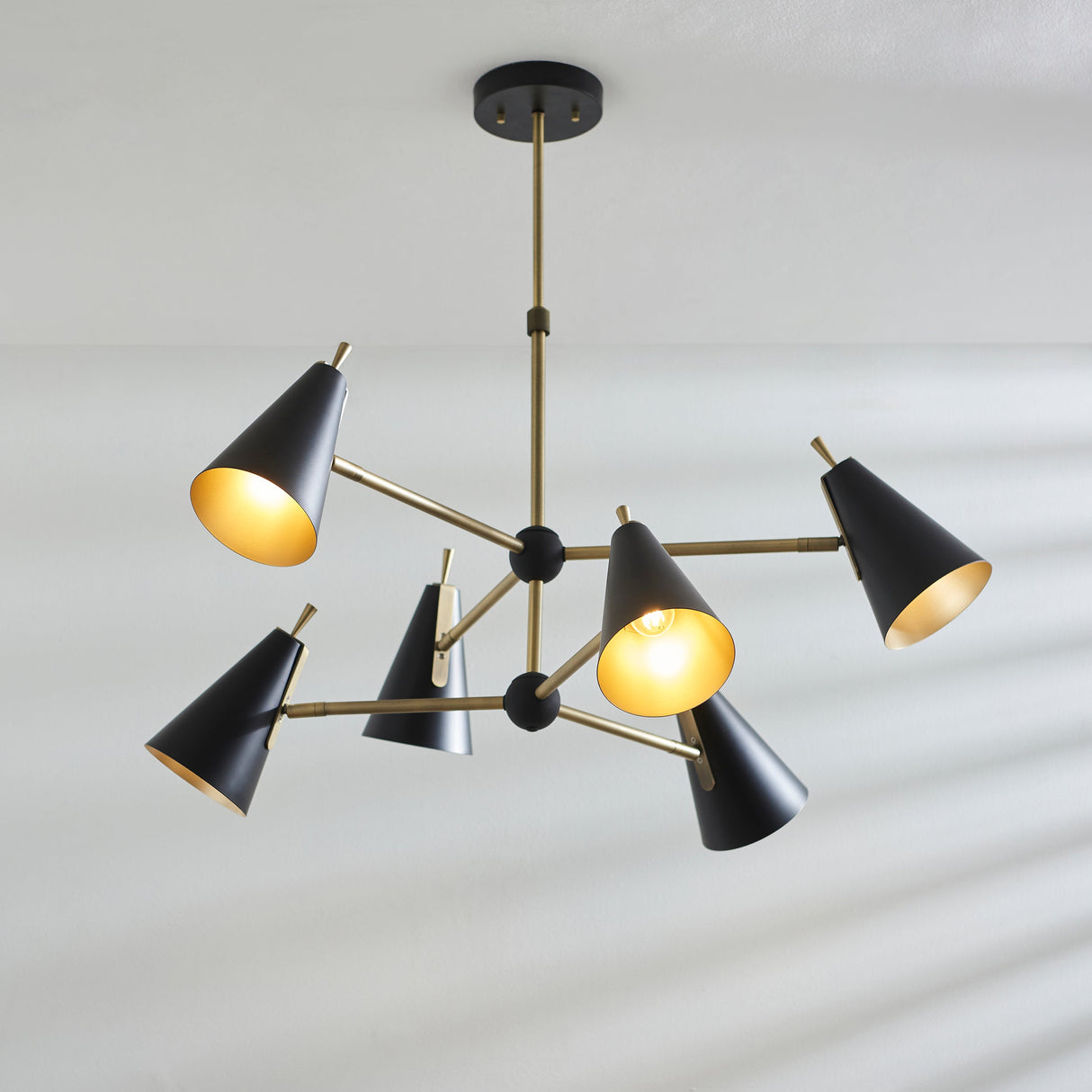 Amos Bachelor 6 Light Pendant Antique Brass & Black – from Amos Lighting + Home