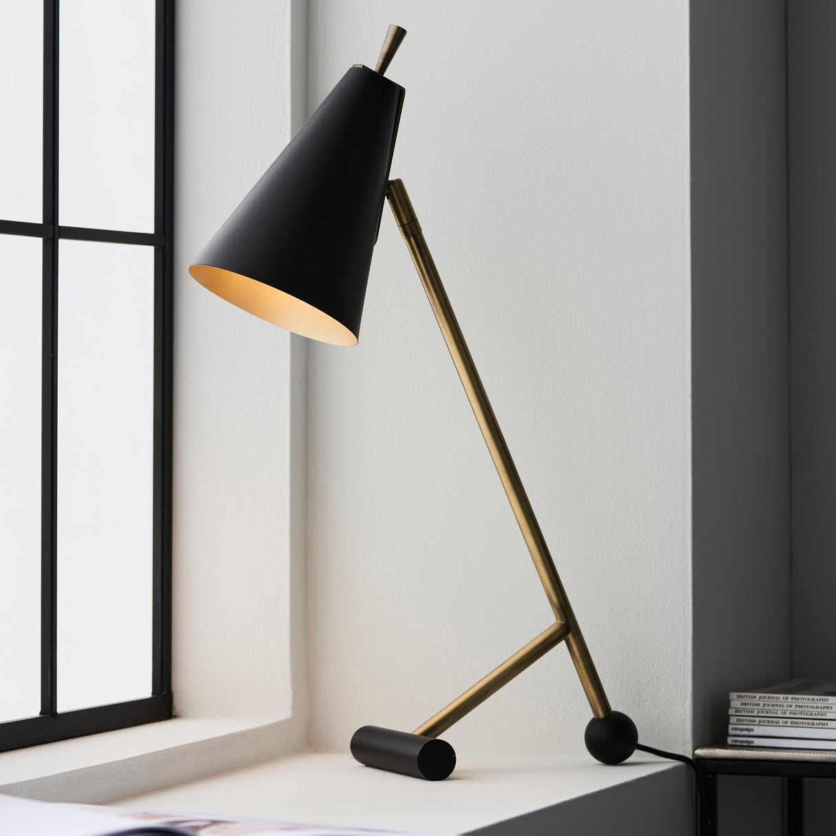 Amos Bachelor Table Lamp Antique Brass & Black – from Amos Lighting + Home