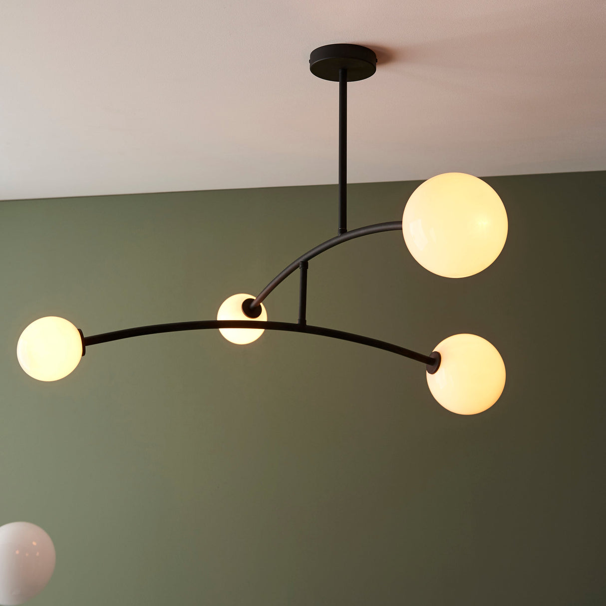 Amos Balance Ceiling Light Matt Black & Gloss Opal Glass – from Amos Lighting + Home