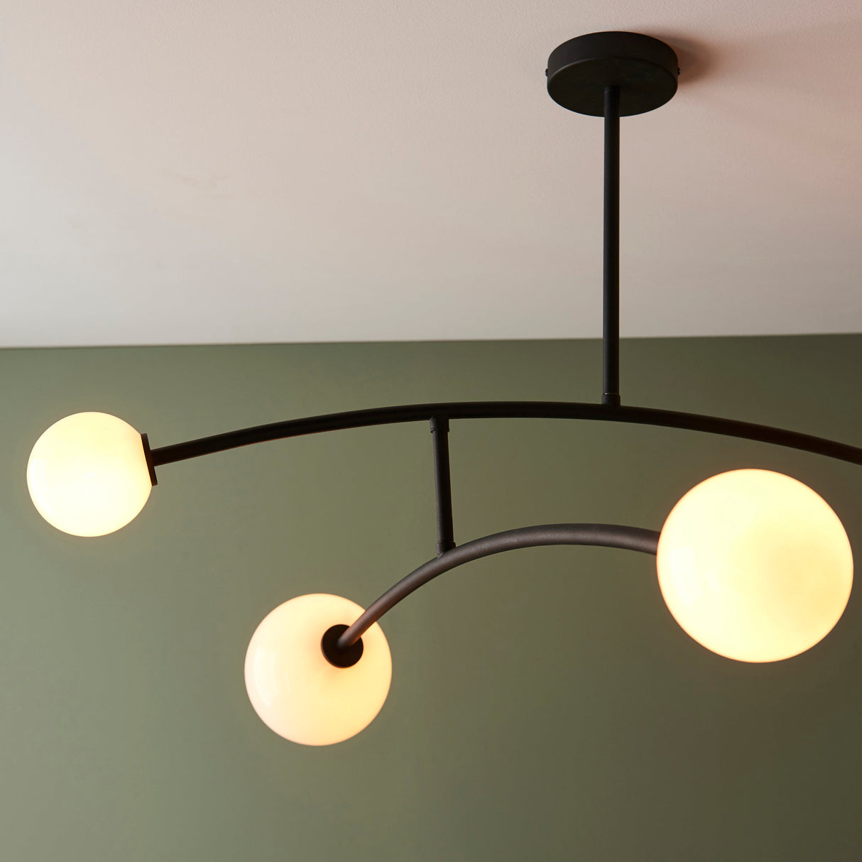Amos Balance Ceiling Light Matt Black & Gloss Opal Glass – from Amos Lighting + Home