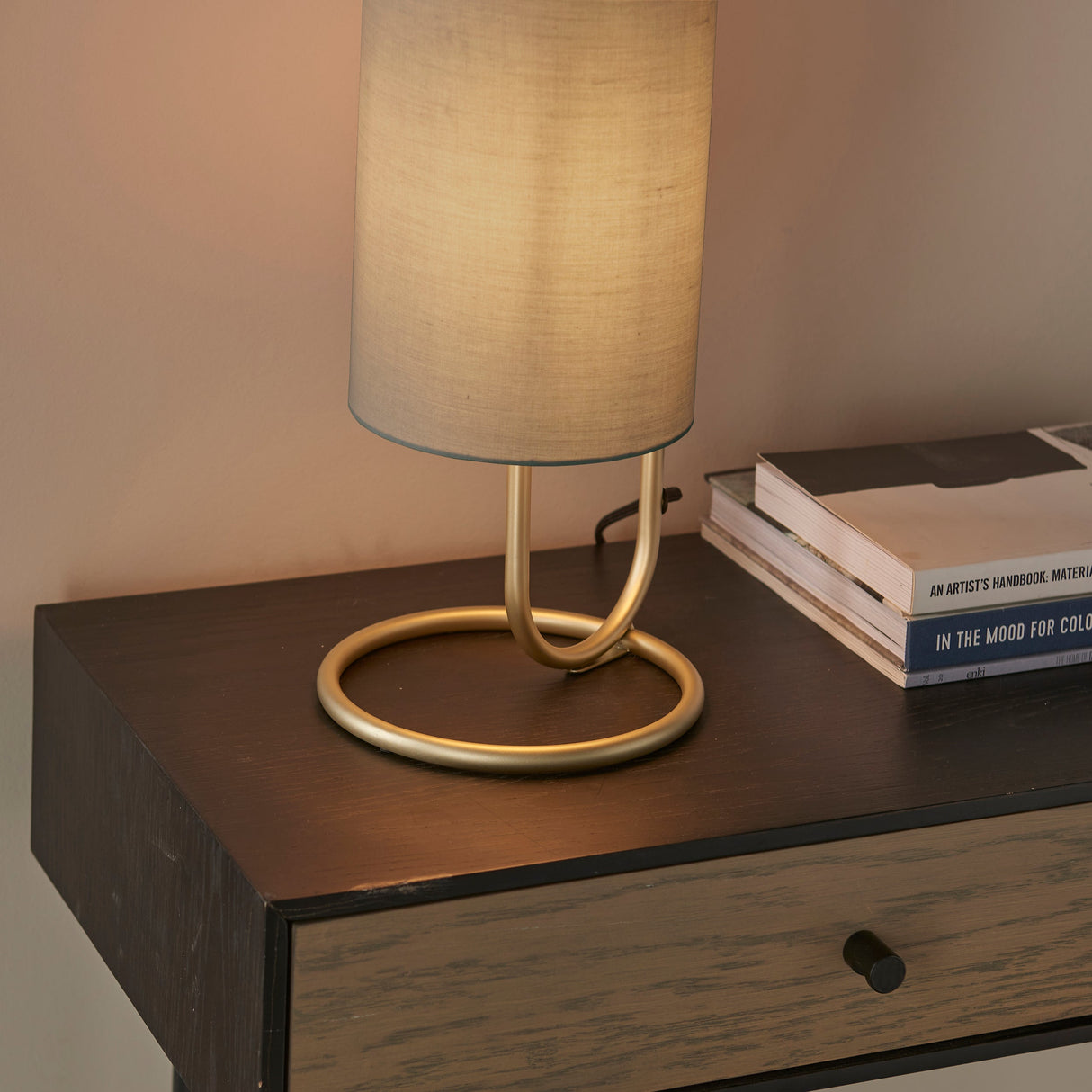 Amos Baluster Table Lamp Antique Brass & Grey – from Amos Lighting + Home