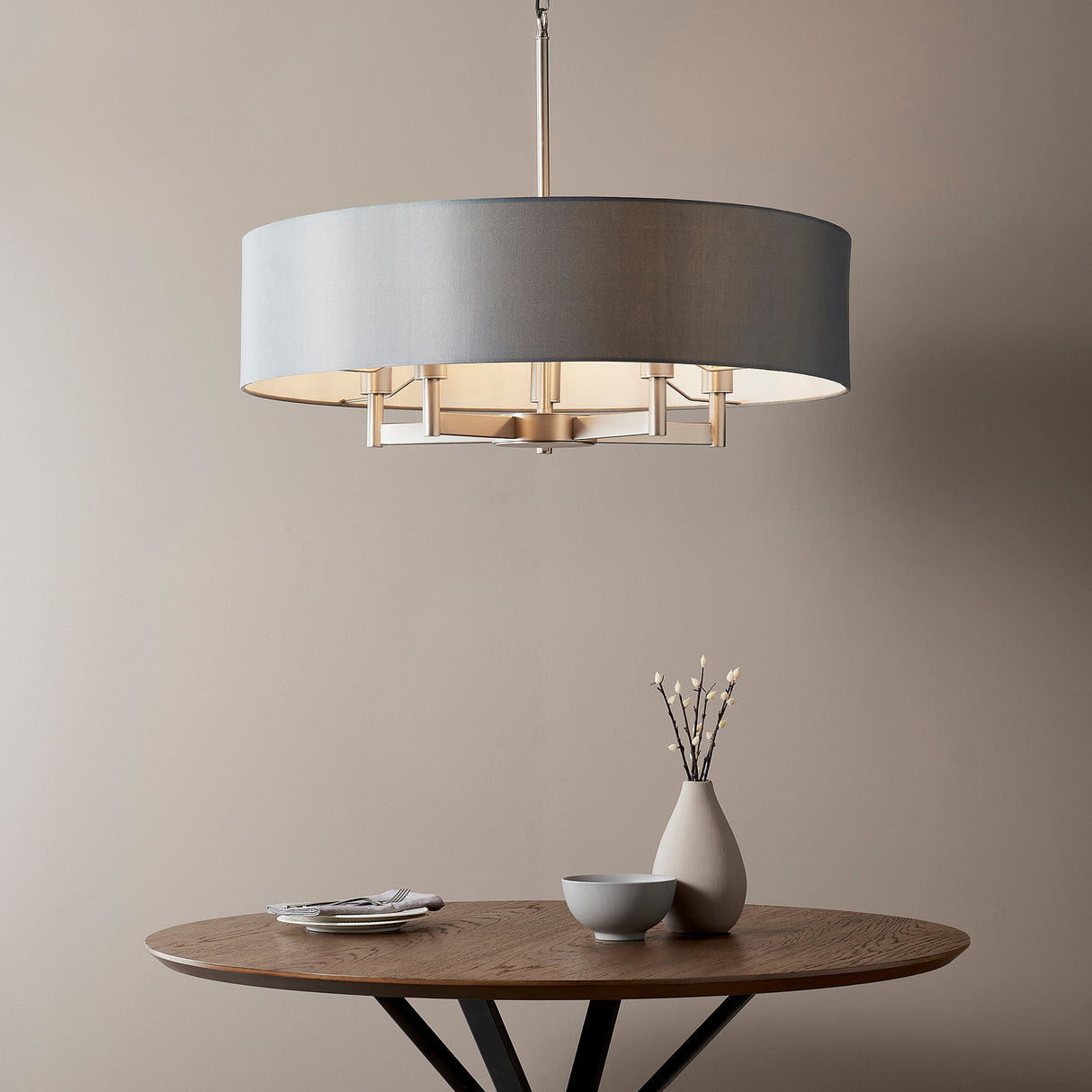 Amos Belgrave Pendant Matt Nickel & Grey – from Amos Lighting + Home