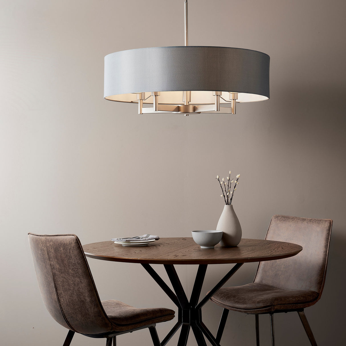 Amos Belgrave Pendant Matt Nickel & Grey – from Amos Lighting + Home