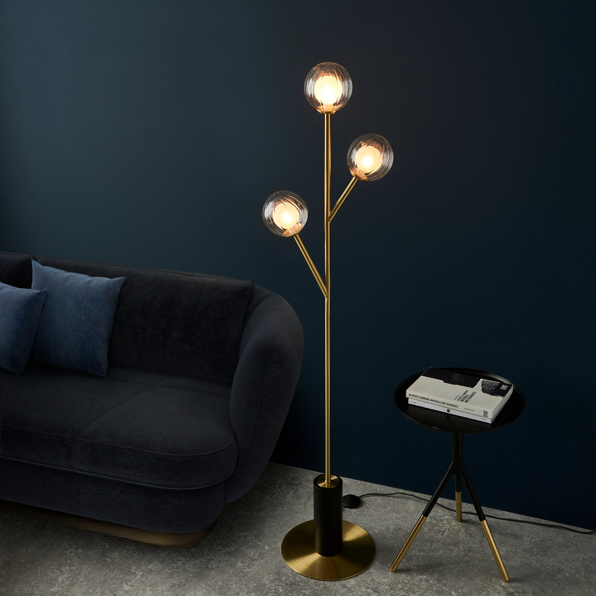 Amos Brixton Floor Lamp Satin Brass – from Amos Lighting + Home