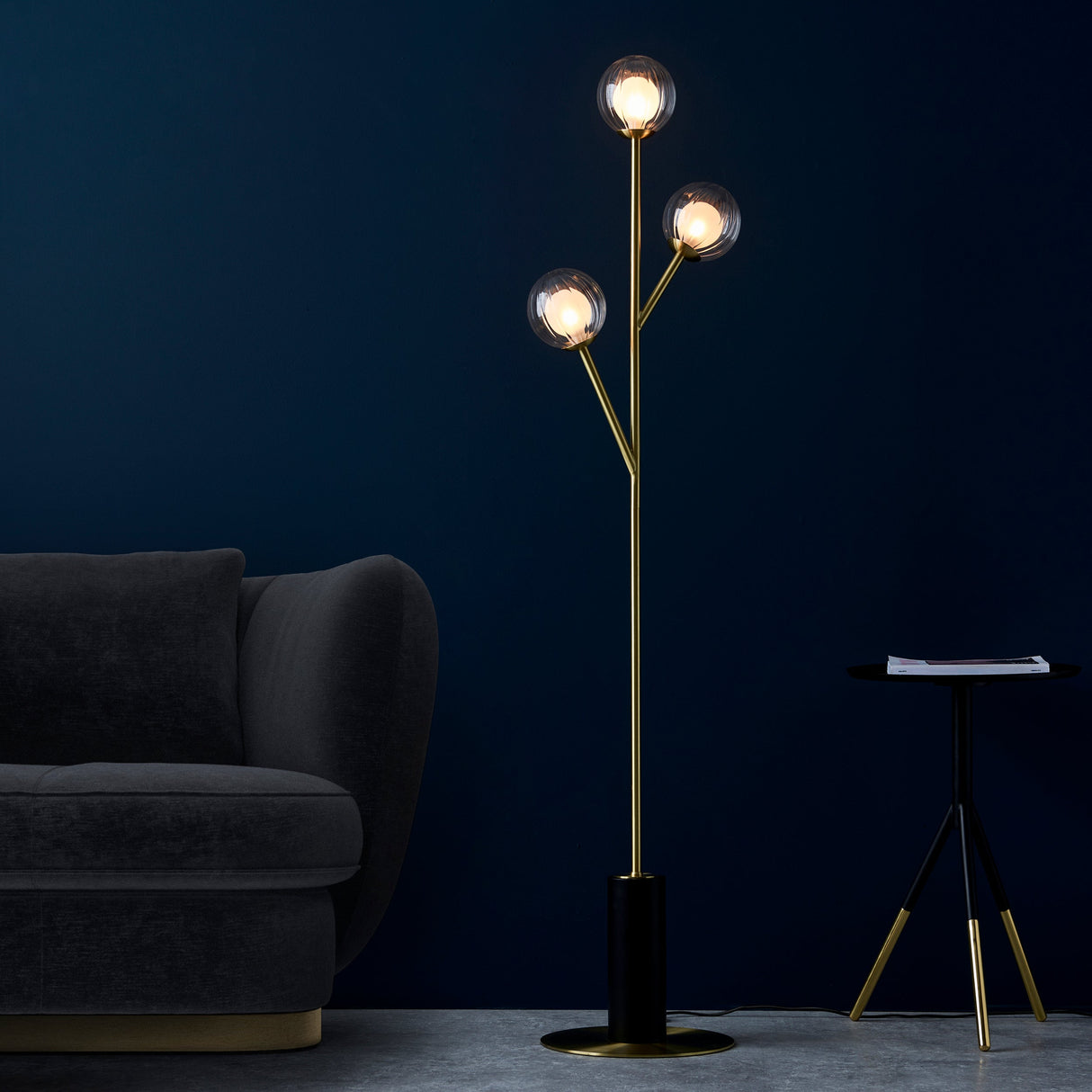 Amos Brixton Floor Lamp Satin Brass – from Amos Lighting + Home