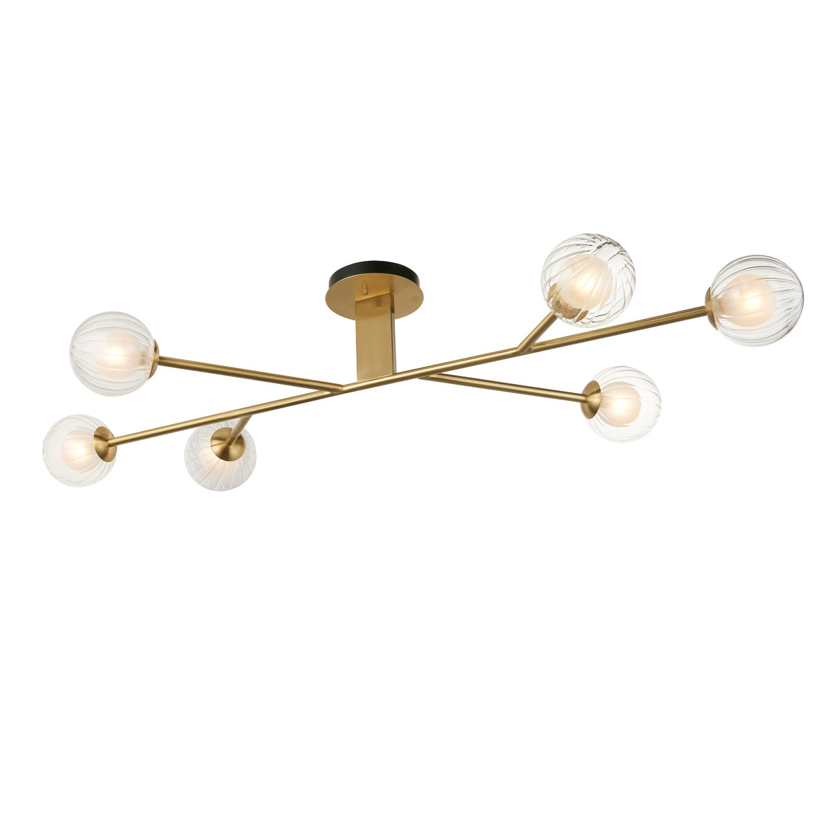 Amos Brixton Flush Ceiling Light Satin Brass – from Amos Lighting + Home