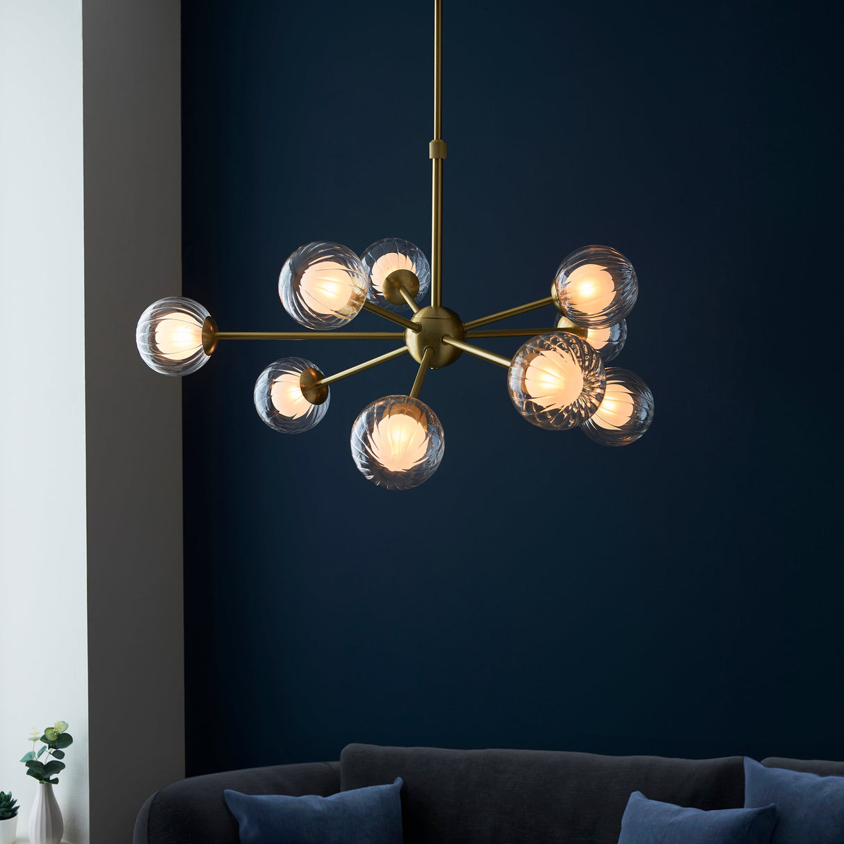 Amos Brixton Pendant Chandelier Light Satin Brass – from Amos Lighting + Home