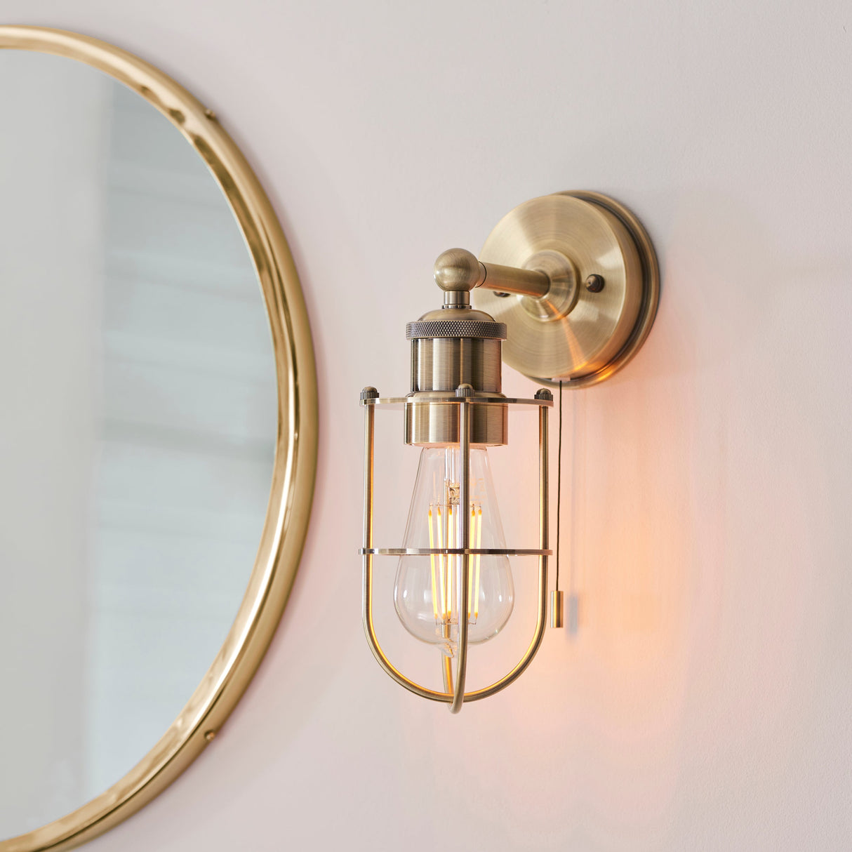 Amos Casket Bathroom Wall Light Antique Brass – from Amos Lighting + Home