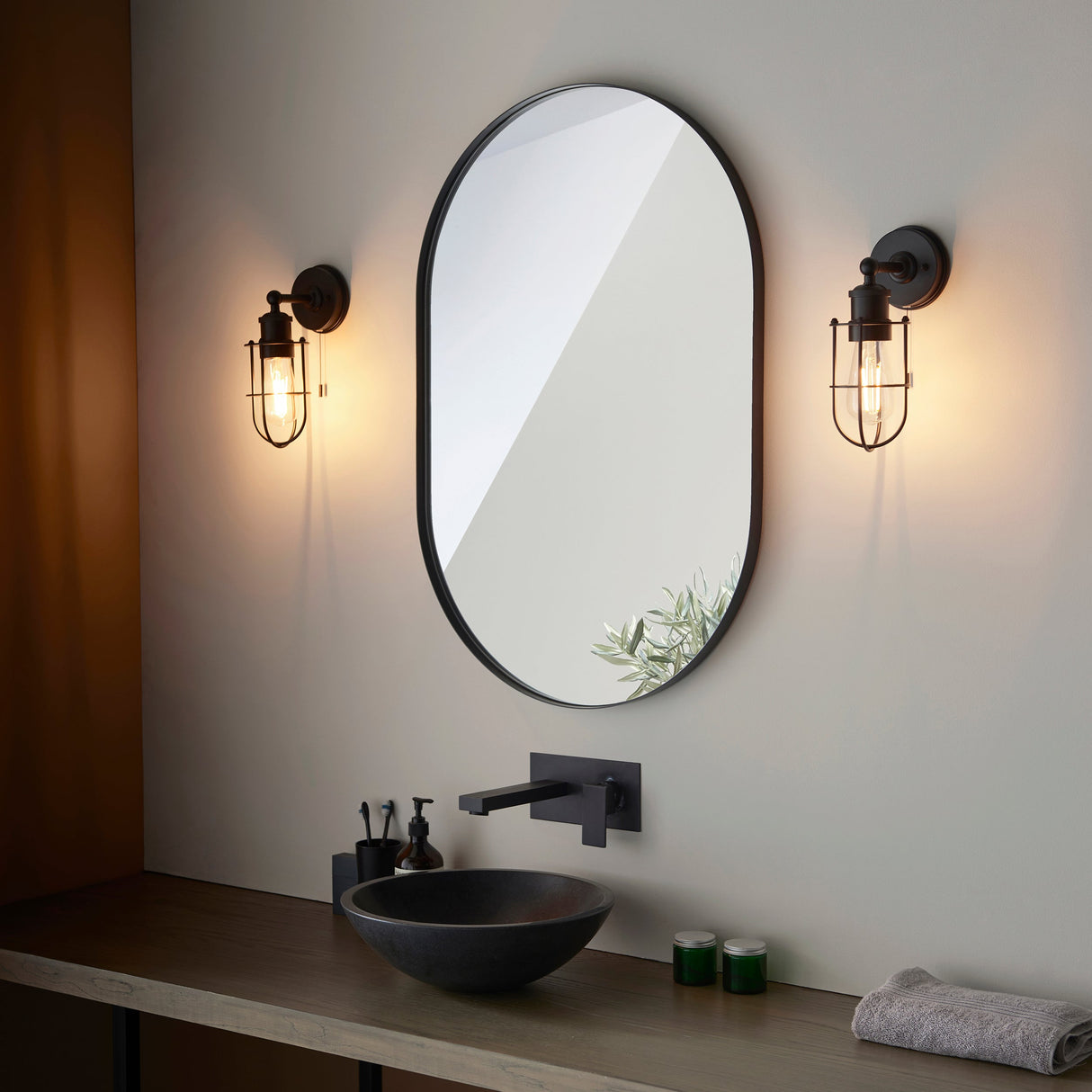Amos Casket Bathroom Wall Light Black – from Amos Lighting + Home
