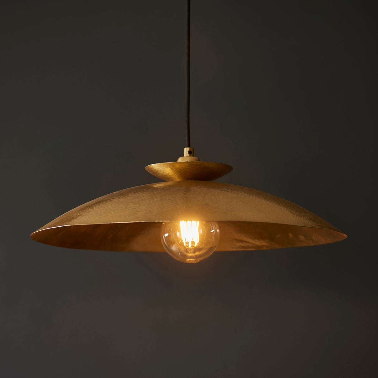 Amos Cattelan Disc Pendant Hammered Brass – from Amos Lighting + Home