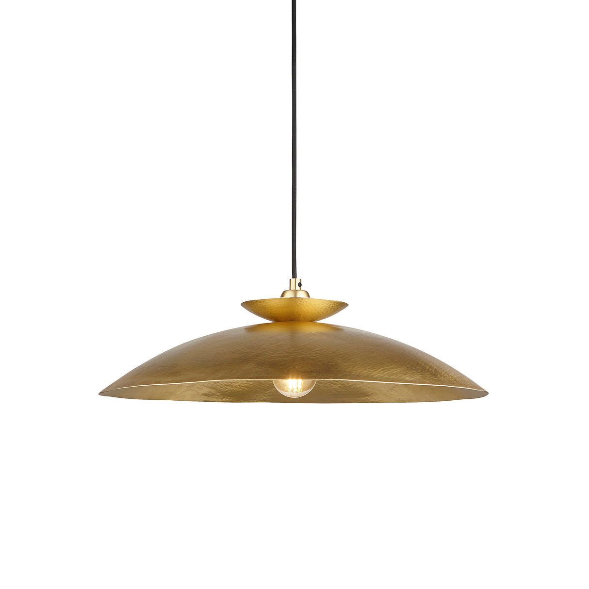 Amos Cattelan Disc Pendant Hammered Brass – from Amos Lighting + Home