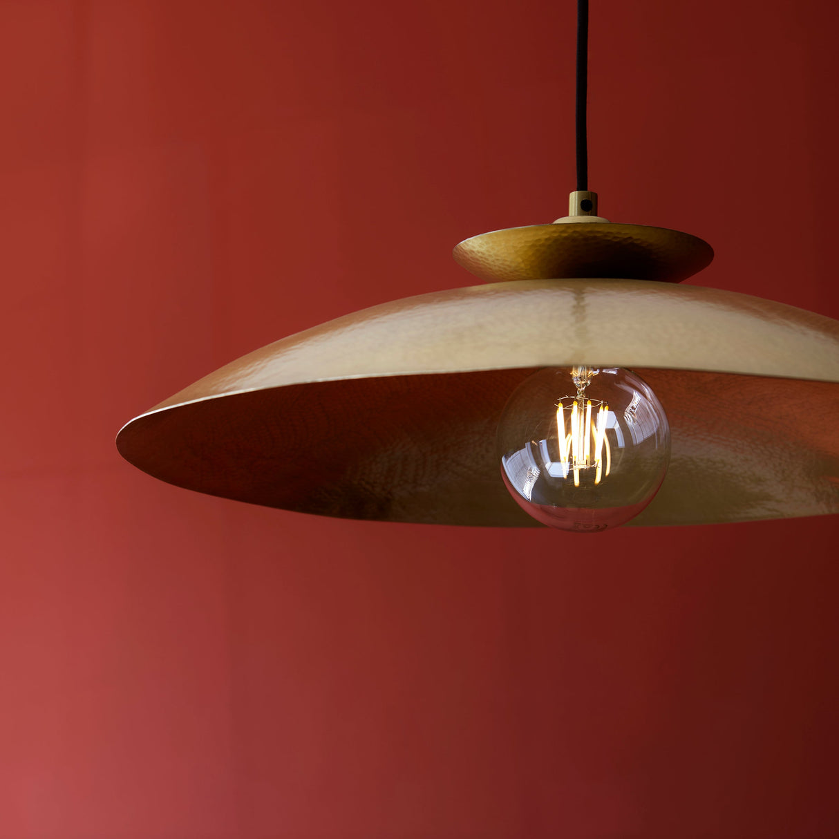 Amos Cattelan Disc Pendant Hammered Brass – from Amos Lighting + Home