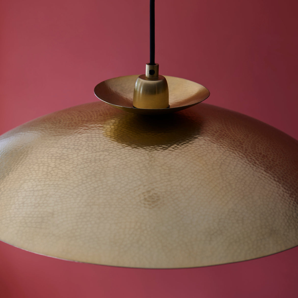 Amos Cattelan Disc Pendant Hammered Brass – from Amos Lighting + Home