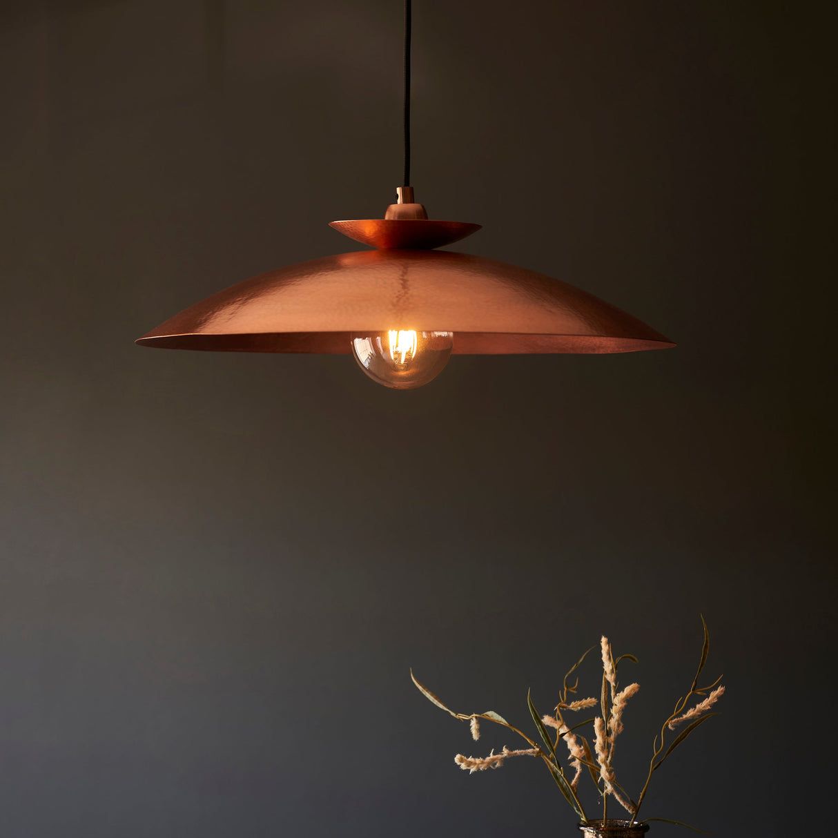 Amos Cattelan Disc Pendant Hammered Copper – from Amos Lighting + Home