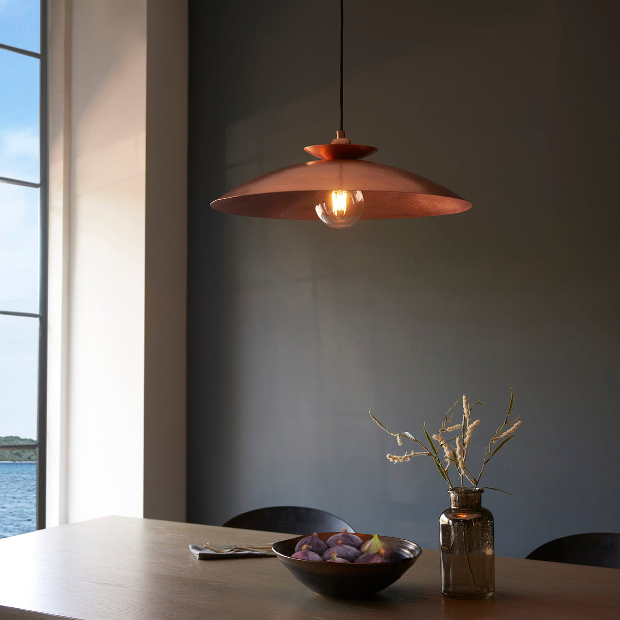 Amos Cattelan Disc Pendant Hammered Copper – from Amos Lighting + Home