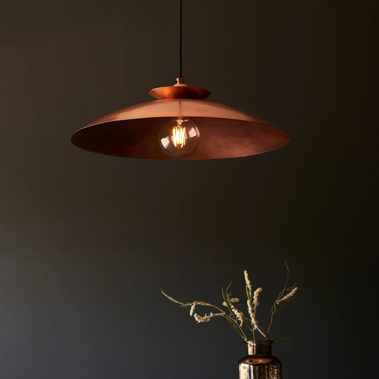 Amos Cattelan Disc Pendant Hammered Copper – from Amos Lighting + Home
