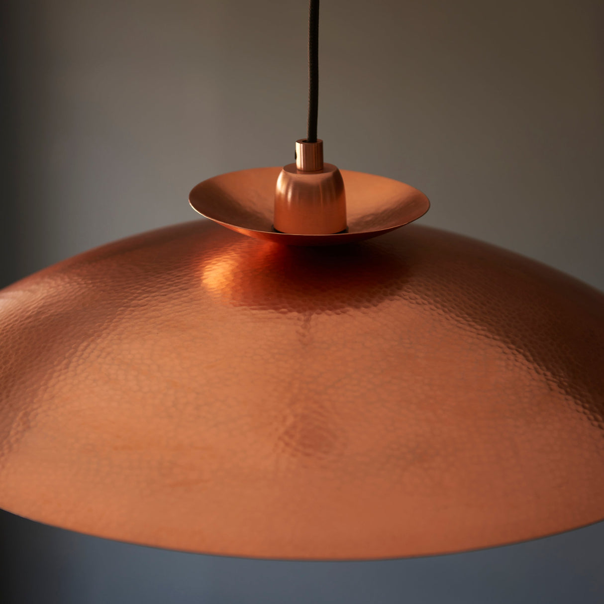 Amos Cattelan Disc Pendant Hammered Copper – from Amos Lighting + Home