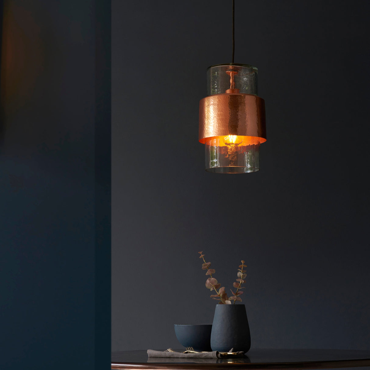 Amos Cattelan Pendant Hammered Copper – from Amos Lighting + Home