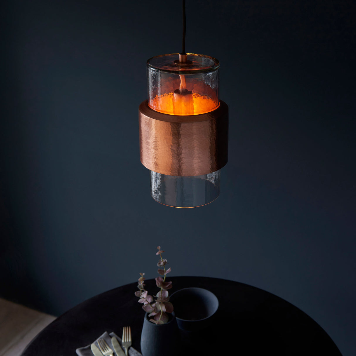 Amos Cattelan Pendant Hammered Copper – from Amos Lighting + Home