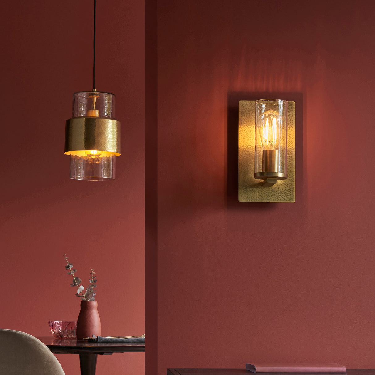 Amos Cattelan Wall Light Hammered Brass – from Amos Lighting + Home