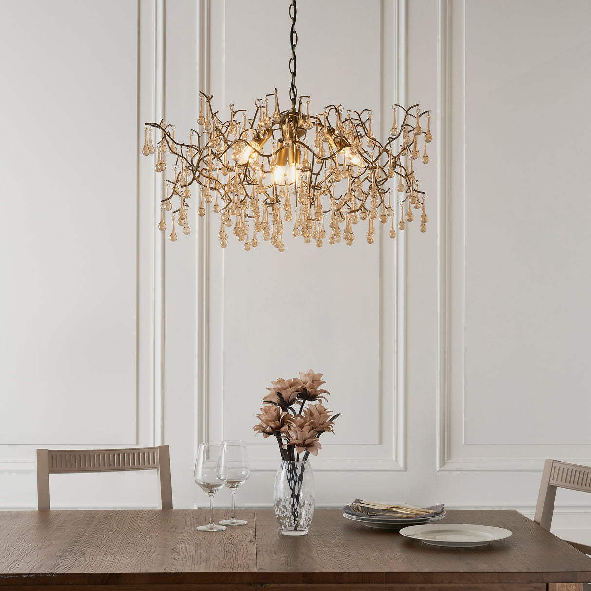 Amos Chatsworth Chandelier Aged Gold & Champagne – from Amos Lighting + Home