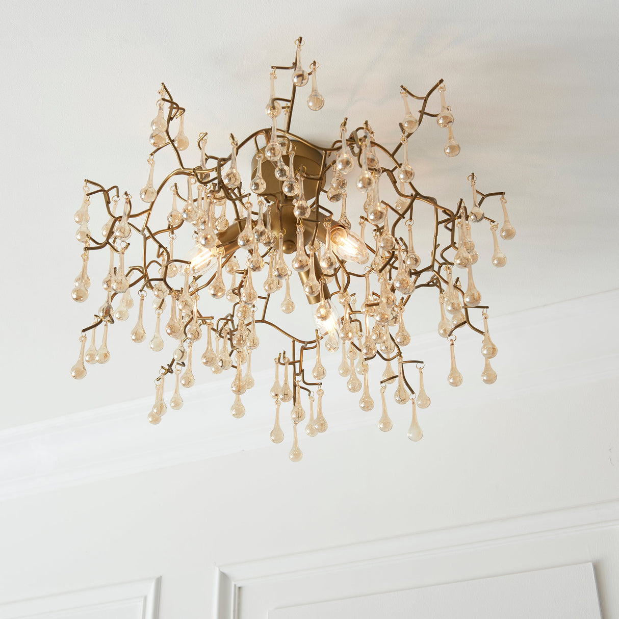 Amos Chatsworth Flush Chandelier Aged Gold & Champagne – from Amos Lighting + Home