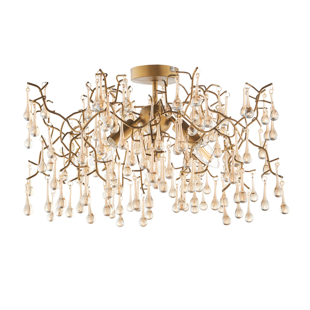Amos Chatsworth Flush Chandelier Aged Gold & Champagne – from Amos Lighting + Home