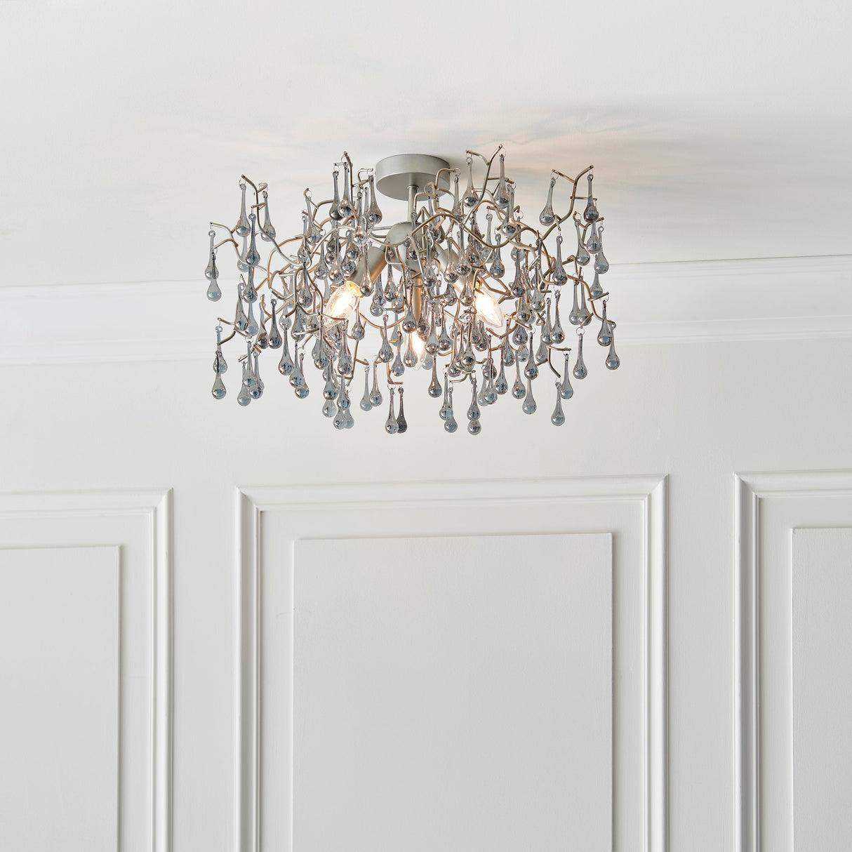 Amos Chatsworth Flush Chandelier Aged Silver – from Amos Lighting + Home