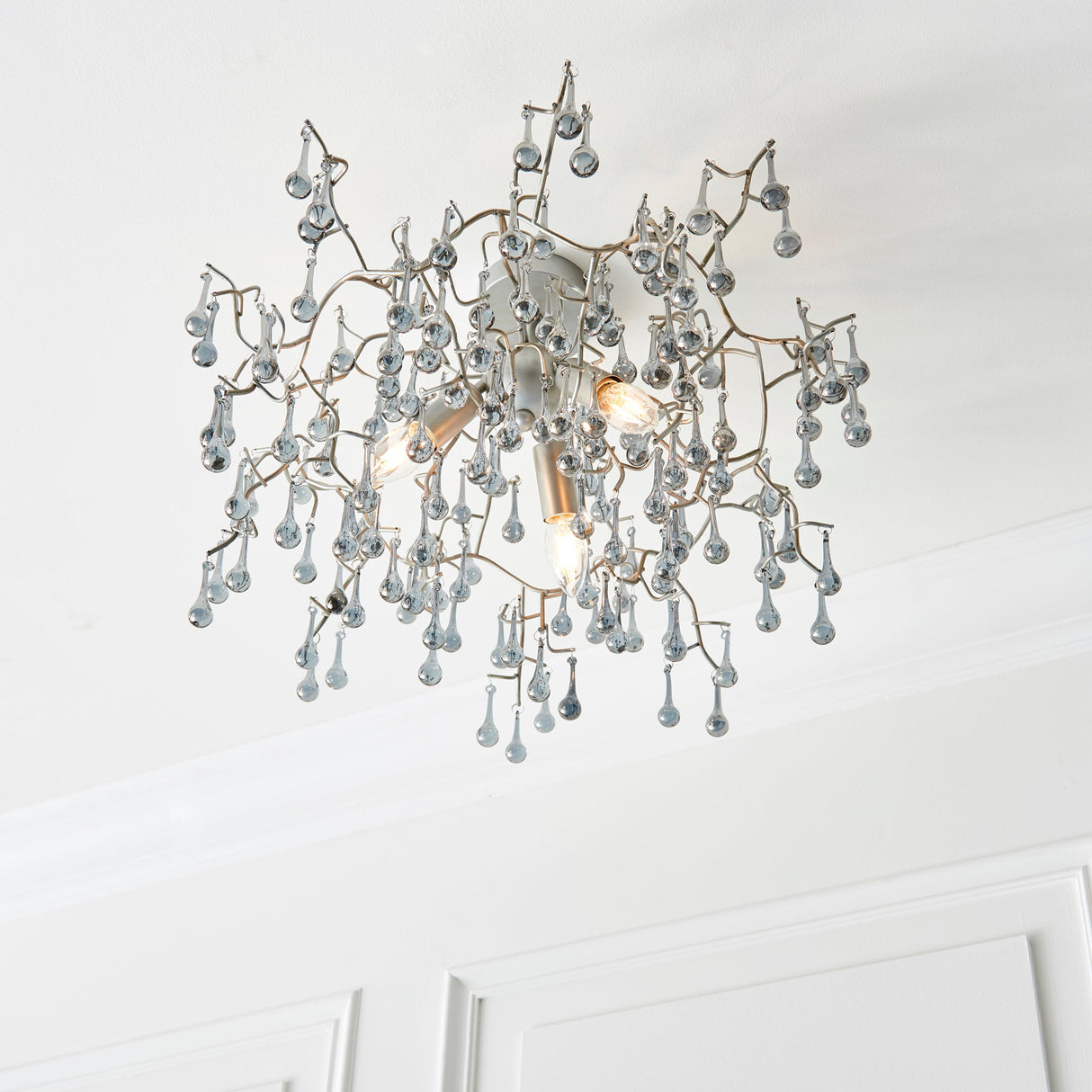 Amos Chatsworth Flush Chandelier Aged Silver – from Amos Lighting + Home