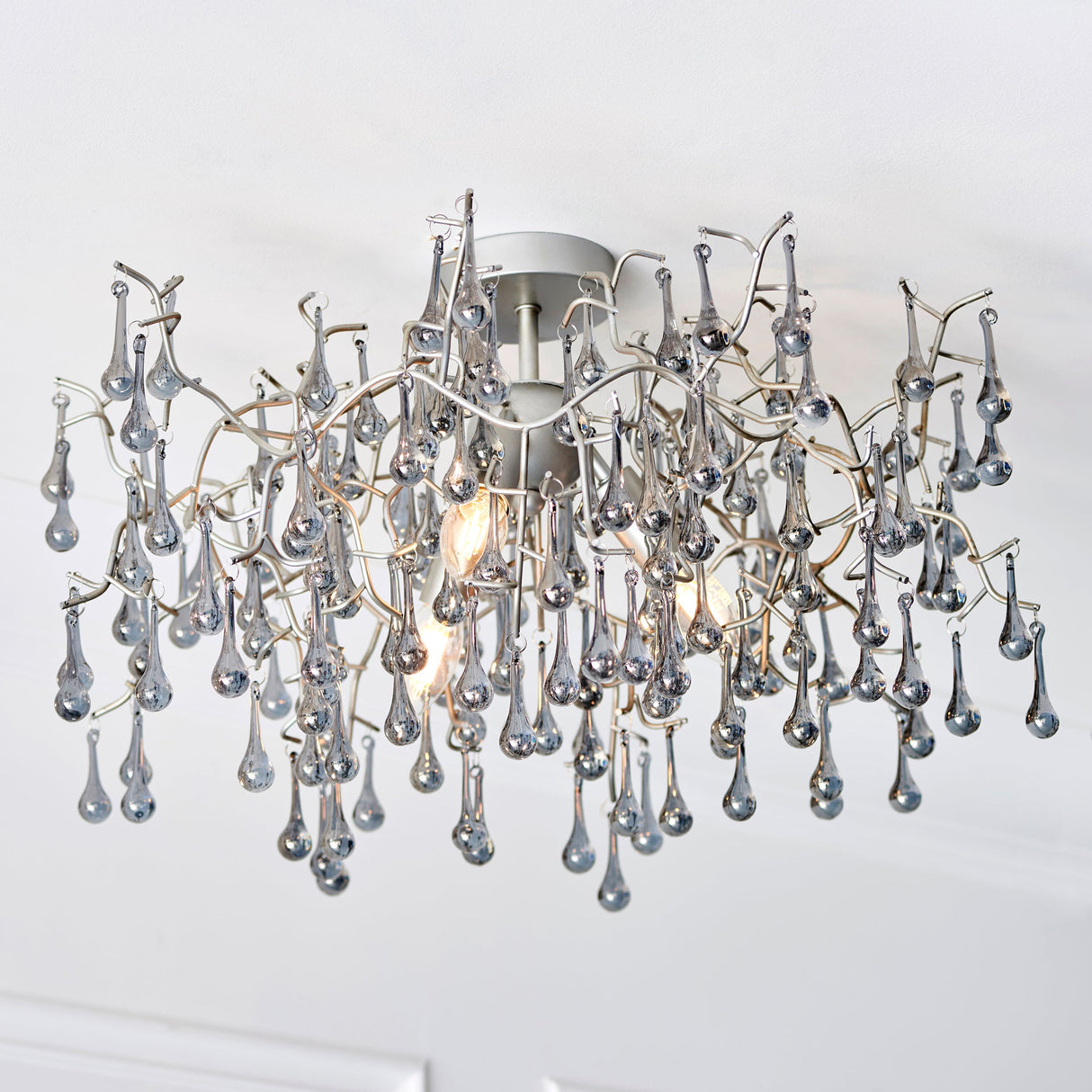 Amos Chatsworth Flush Chandelier Aged Silver – from Amos Lighting + Home