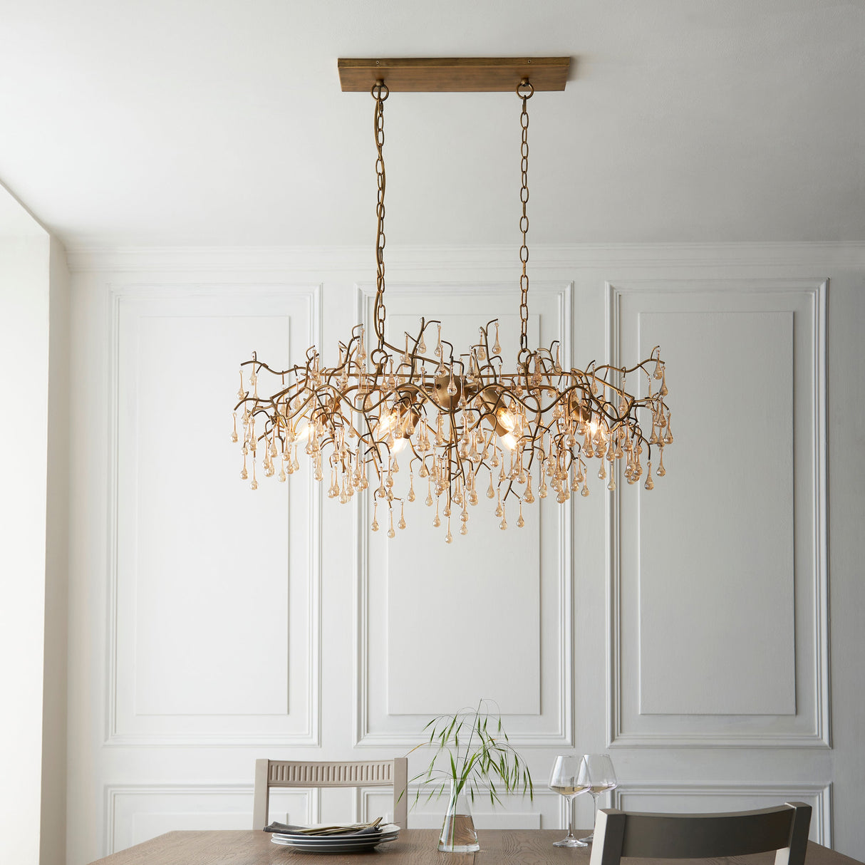 Amos Chatswoth Chandelier Pendant Bar Aged Gold – from Amos Lighting + Home