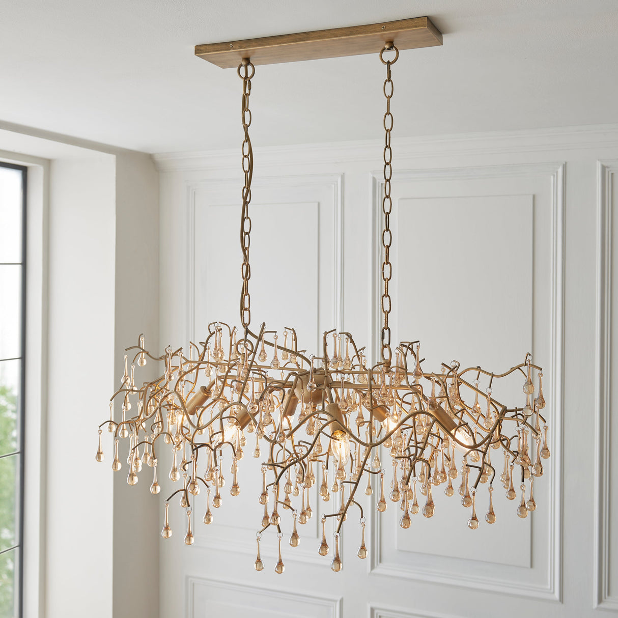 Amos Chatswoth Chandelier Pendant Bar Aged Gold – from Amos Lighting + Home