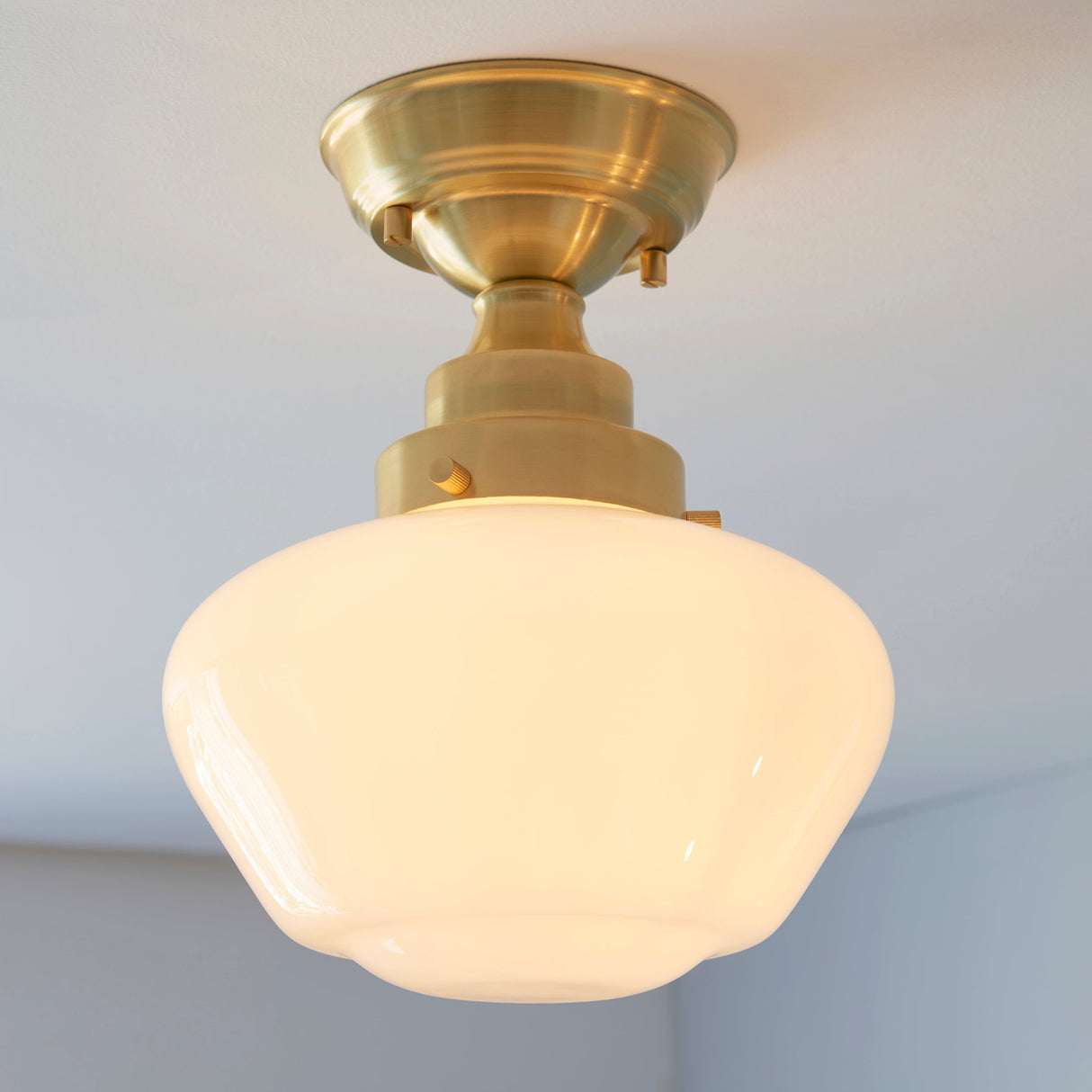 Amos Clarence Flush Antique Brass & Opal – from Amos Lighting + Home