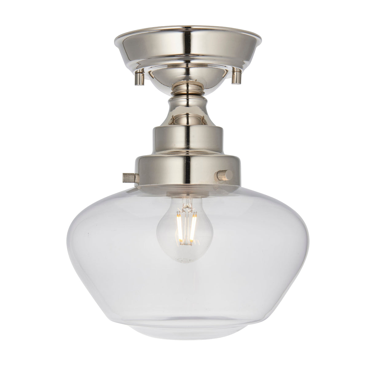 Amos Clarence Flush Nickel & Clear Glass – from Amos Lighting + Home