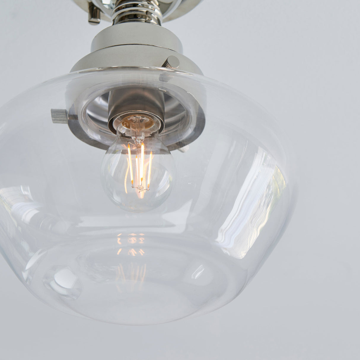 Amos Clarence Flush Nickel & Clear Glass – from Amos Lighting + Home