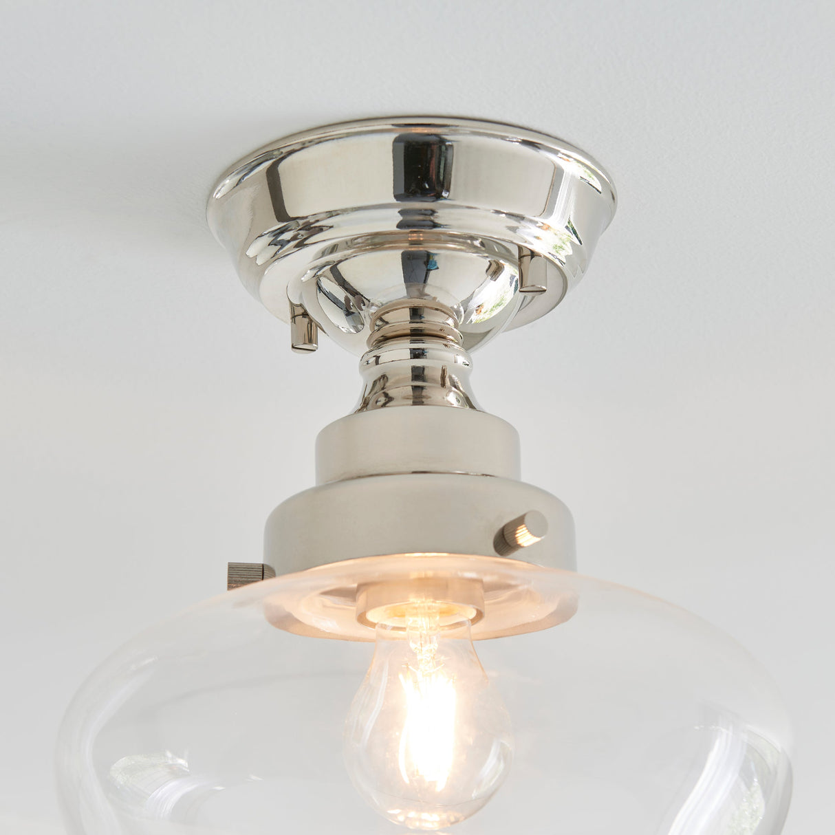 Amos Clarence Flush Nickel & Clear Glass – from Amos Lighting + Home