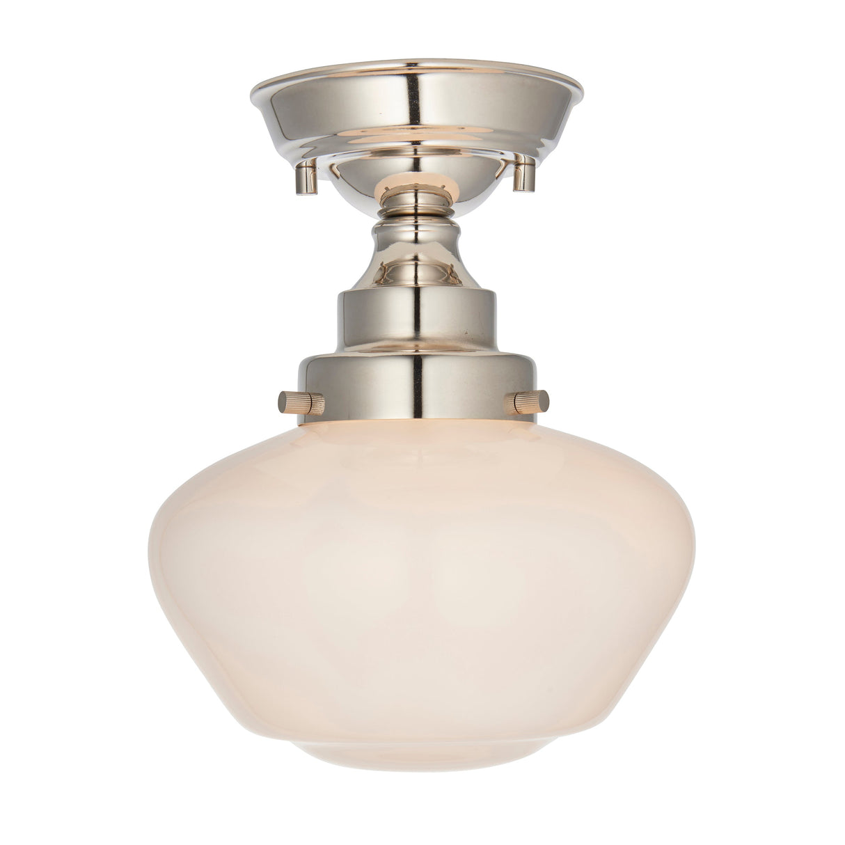 Amos Clarence Flush Nickel & Opal Glass – from Amos Lighting + Home