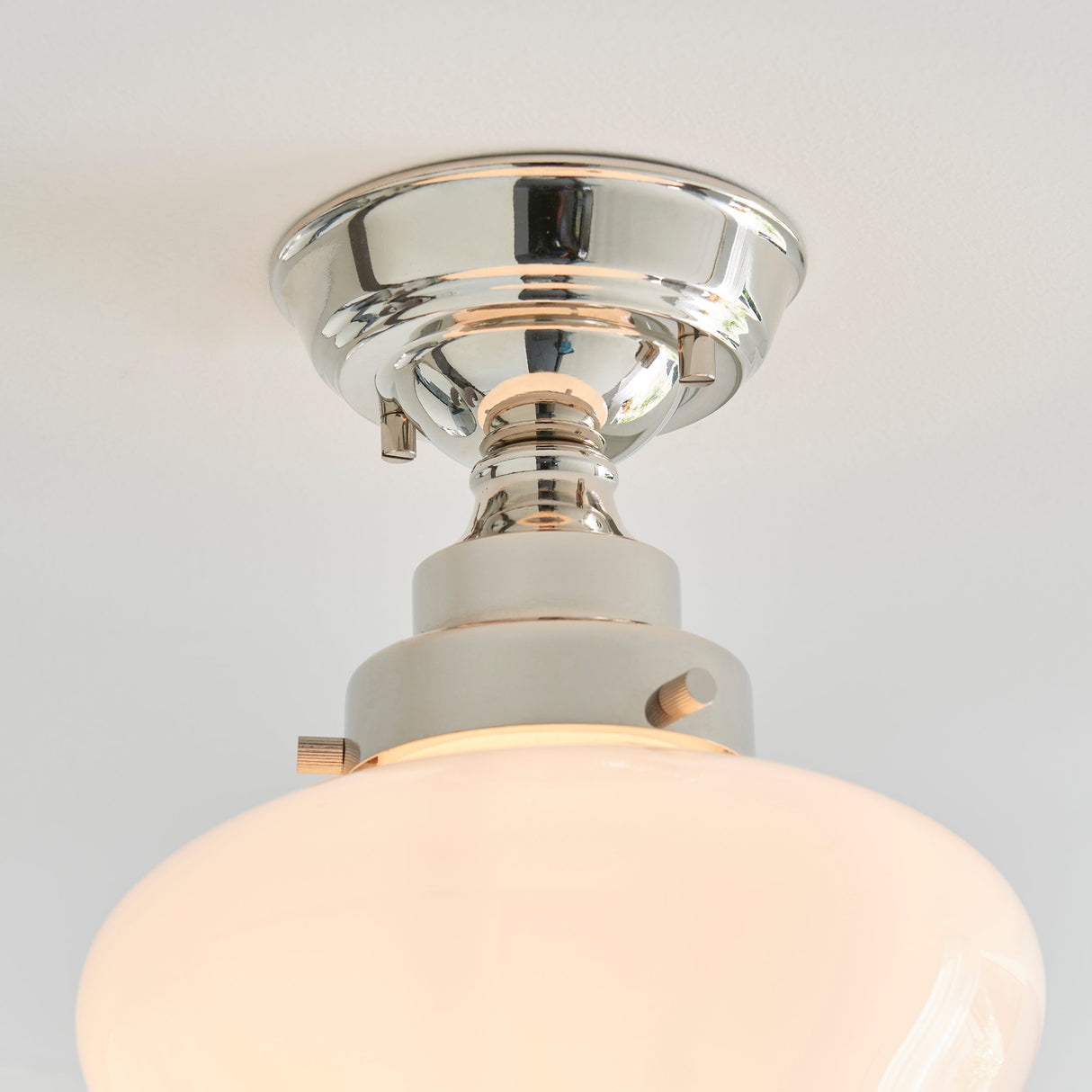 Amos Clarence Flush Nickel & Opal Glass – from Amos Lighting + Home