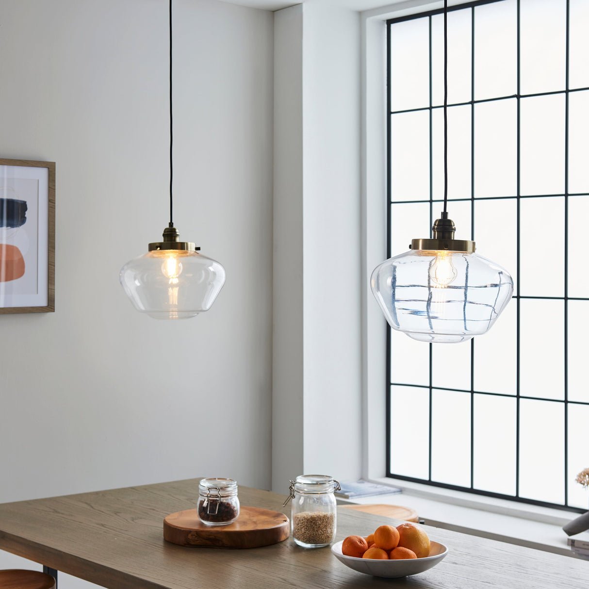 Amos Clarence Pendant Antique Brass & Clear – from Amos Lighting + Home