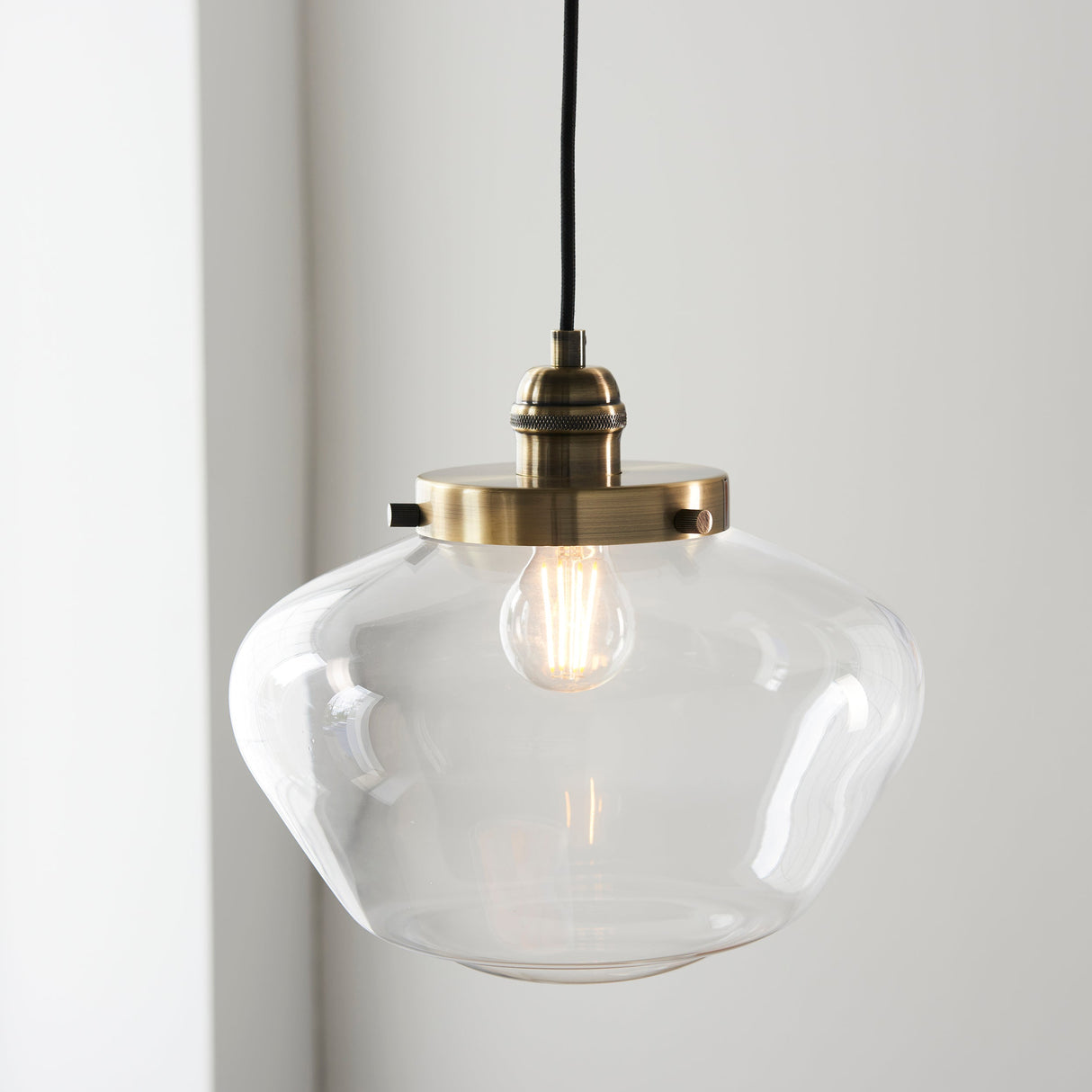 Amos Clarence Pendant Antique Brass & Clear – from Amos Lighting + Home