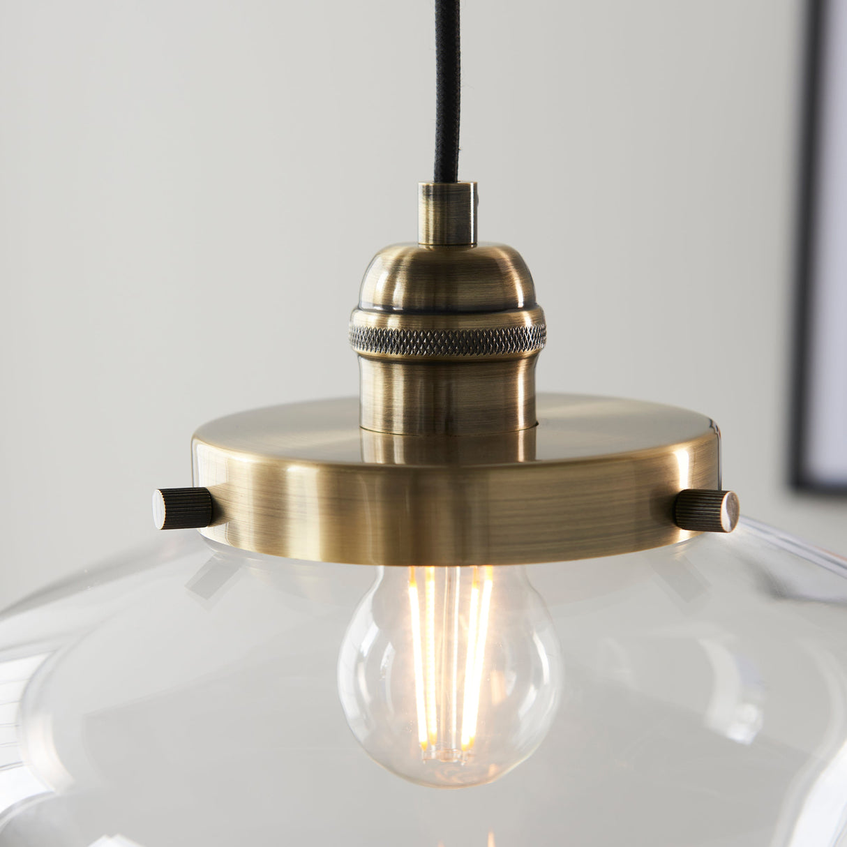 Amos Clarence Pendant Antique Brass & Clear – from Amos Lighting + Home