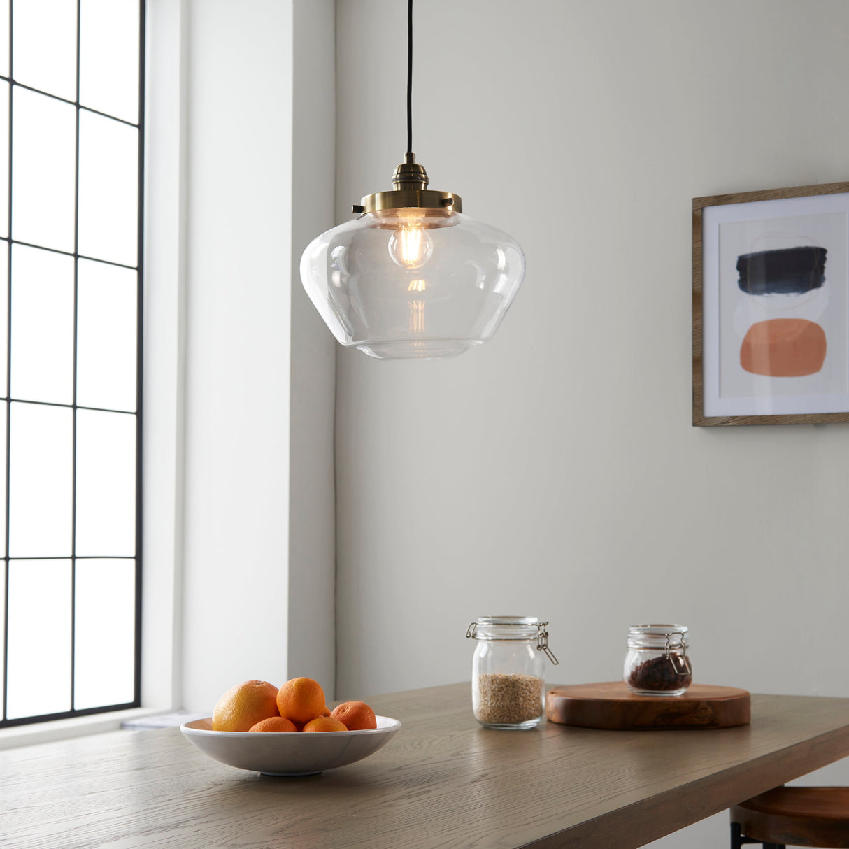 Amos Clarence Pendant Antique Brass & Clear – from Amos Lighting + Home